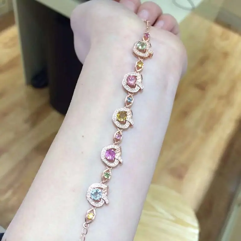 

2017 New Qi Xuan_Tourmalin Stones Luxury Bracelets_Rose Gold Color Fashion Tourmaline Bracelets_Manufacturer Directly Sales