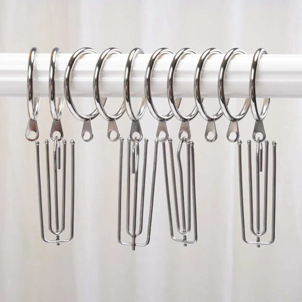 10PCS Strong Metal Drapery Window Curtain Ring Rustproof Bath Curtain Rod Clips, 28/32/38/45mm Diameter