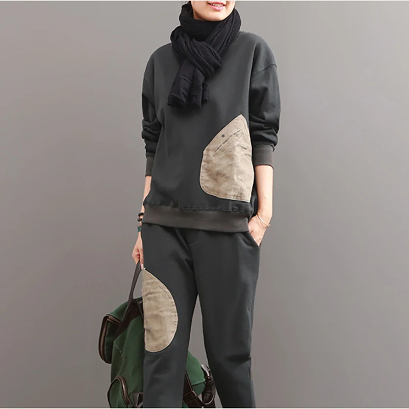 

Tracksuit Women Brand 2018 Autumn 2 Piece Set Women Solid Color Pocket Matching Sweatshirt+pant Fashion Streetwear Chandal Mujer