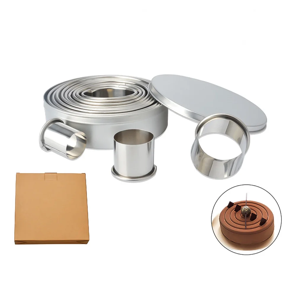12pcs Mini Round Mousse Cake Food Grade Stainless Steel Ring Pastry