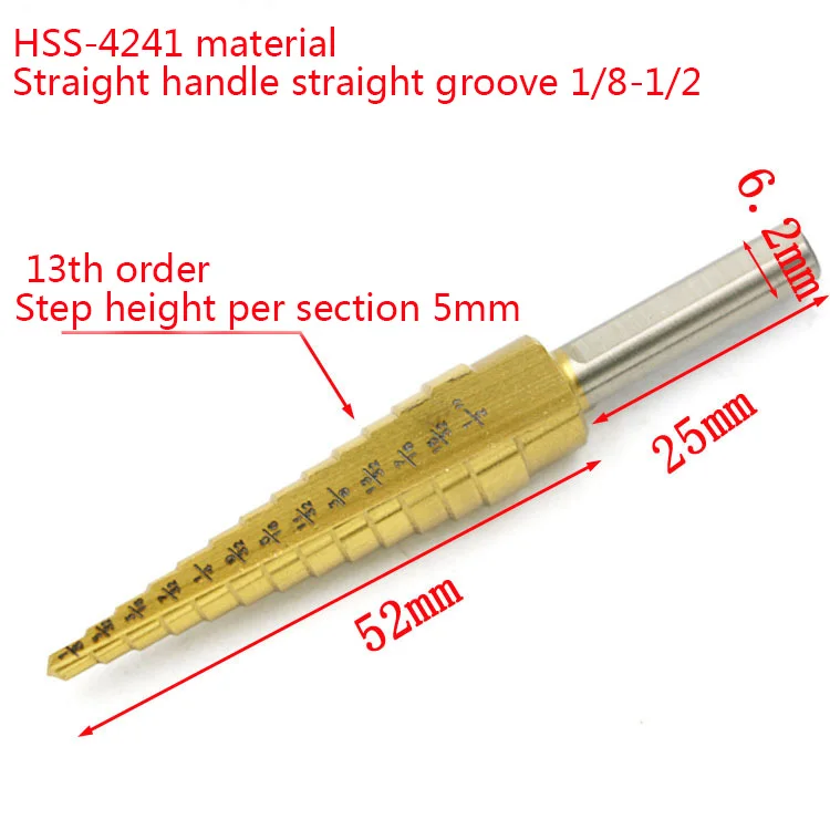 Ступенчатое сверло с треугольным хвостовиком/ступенчатое/пагода/высокоскоростное стальное сверло, открывалка для отверстий, многофункциональное сверло с прямым канавком - Цвет: 1-8   1-2mm