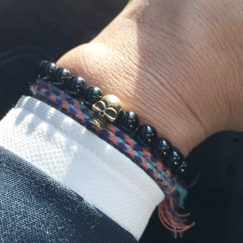 Buy Mcllroy Bead bracelet Men 6mm Natural stone Skull