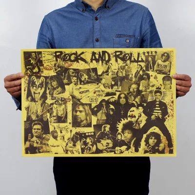 Рок-н-ролл музыкальные плакаты знаменитый рок-певец индивидуальное украшение комнаты крафт настенная бумажная наклейка