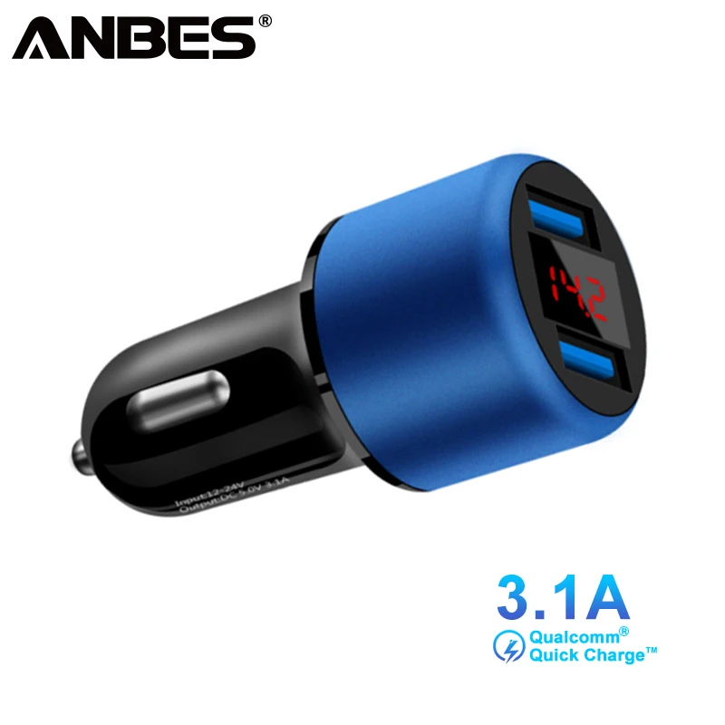 

ANBES Car Charger 3.1A Dual USB Car Charger with Digital LED Display Fast Charging Mobile Phone Charger for iPhone XS Max