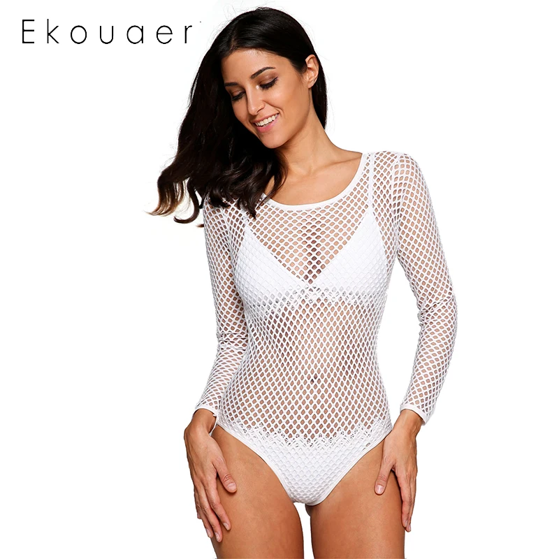 white fishnet beach cover up