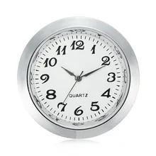 Мини-часы, кварцевый механизм, вставка, круглый 40 мм, с отверстием, белый циферблат, серебряный тон, Безель, арабские цифры, 45 мм, циферблат, 1,7 дюйма