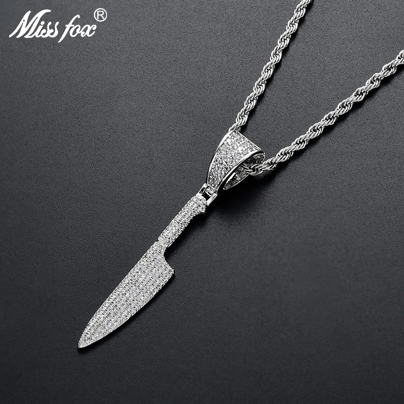 MISSFOX модное серебряное ожерелье с ножом Классическая Подвеска в стиле хип-хоп