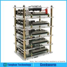 Boîtier de grappe Pi framboise avec Kit de ventilateur, coque de pile acrylique multicouche 1-5 couches/boîtier pour Raspberry Pi 4 modèle B/3B +/3B(China)