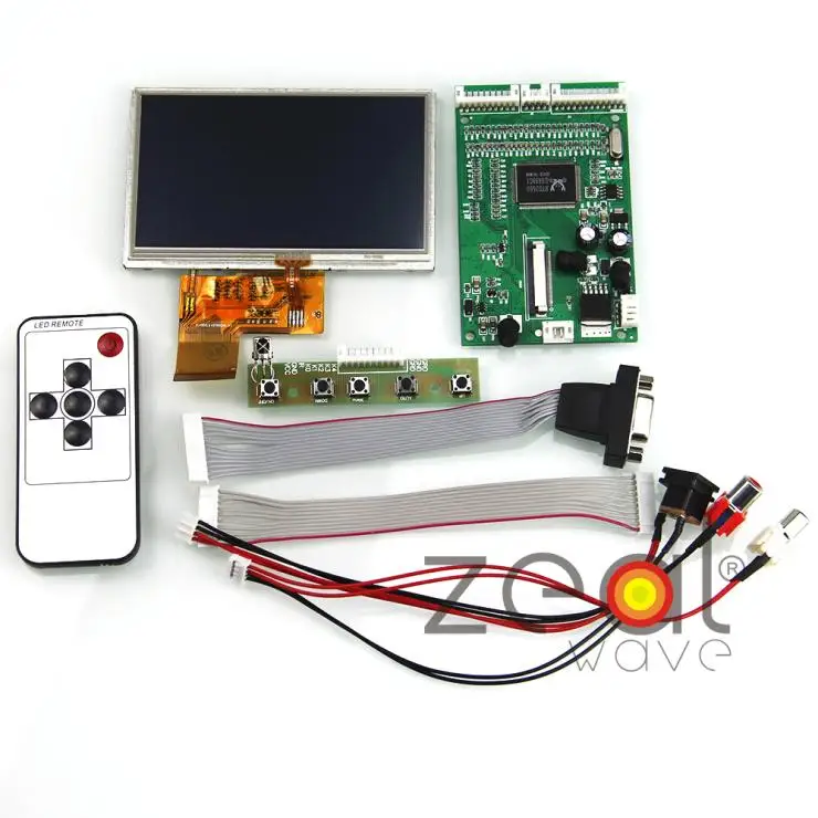 

4.3"TFT LCD Display 480*272+VGA/2AV/Reversing Driver Controller Board Card+Touch Screen Panel Remote Control RaspberryPi
