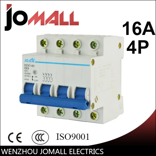 

DZ47 4 pole 16A 400V~ C type mini circuit breaker mcb