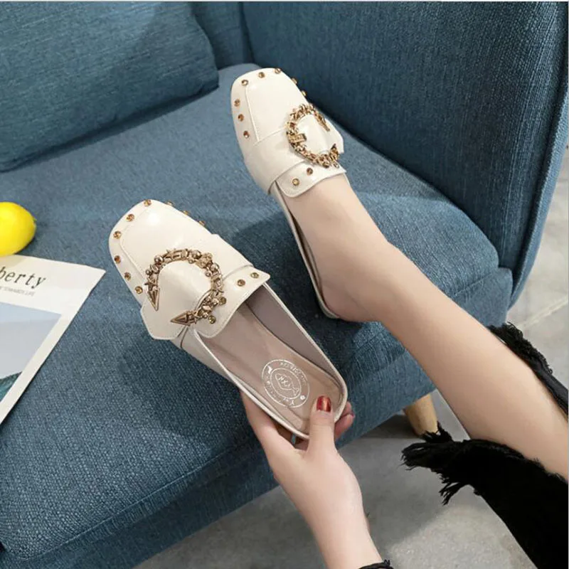 

Summer Mother Flats Leather Shoes Fashion Solid Ladies Flat Round Toe Loafers Women Casual Shoes Female Mocassin