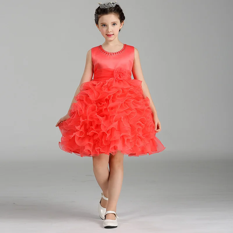 

Spring New Girls Dress Beaded Collar Princess Tutu Dress Girls Dresses Ball Gown Summer Children's Clothing 3-11 Years