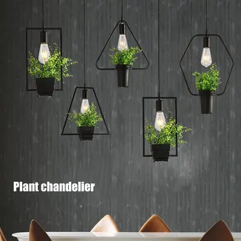 

Simple Plant Iron Chandelier Iron Lamp Geometry Plants Lights for Pub Music Restaurant CLH@8
