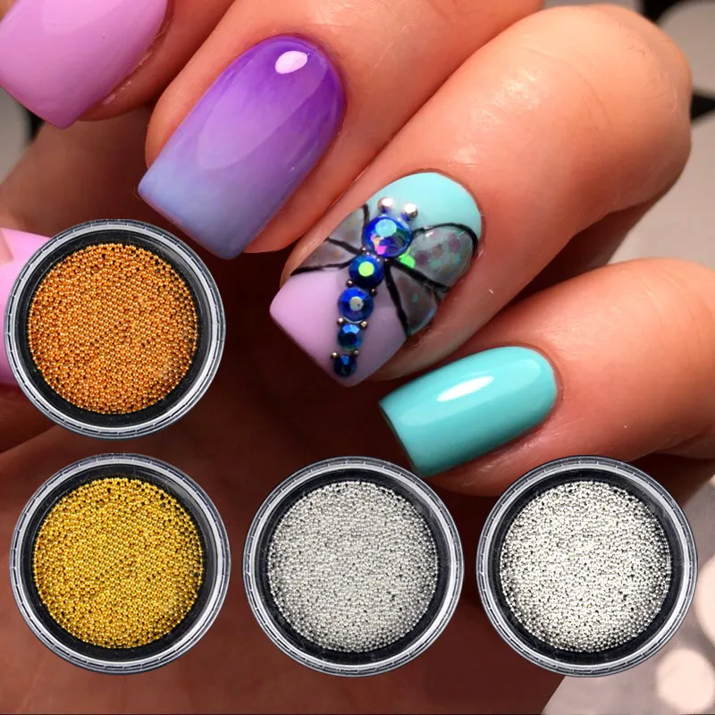 

Gold silver micro 3D metal nail art decorations caviar beads manicure nails accessoires diy supplies tool
