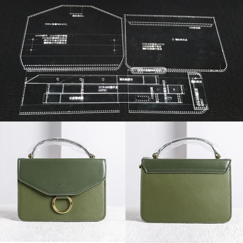 

Handmamde Woman Shoulder Bags Acrylic Template Leather Pattern DIY Hobby Leathercraft Sewing Pattern Stencils 23x17x7cm