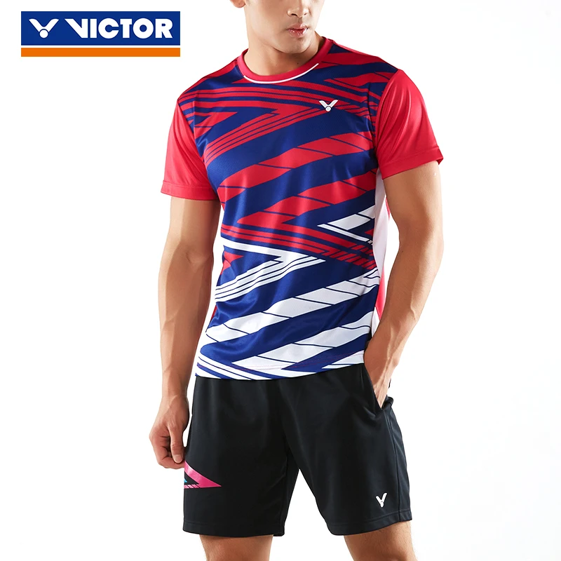 Victor National Team Competition Tournament Series Badminton Jersey Short Sleeve Blouse For Men T 80002