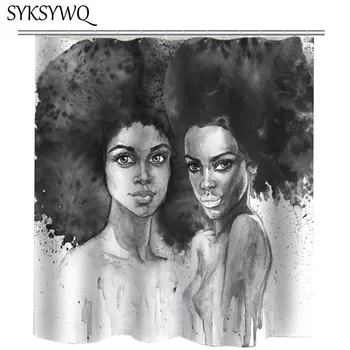 

Afro Hairstyle Black Girl Shower Curtain Bathroom Curtain African Women Rideau De Douche African American Bath Curtain Shower