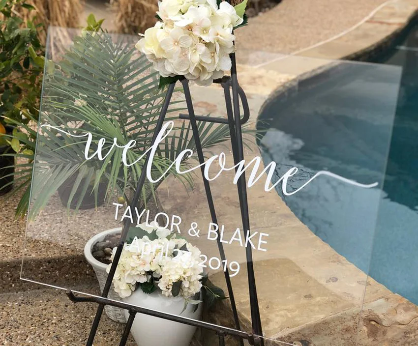 

Personalized Wedding Vinyl Wall Sticker Mural Custom Welcome Sign Decal Name Date Rustic Wedding Mirror Board Poster Decor J172