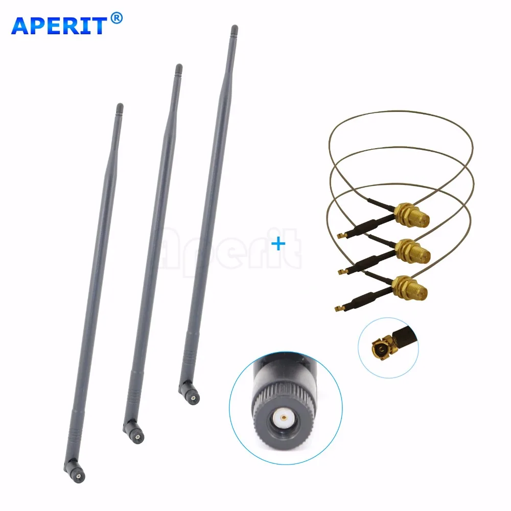 Aperit 3 9dBi RP-SMA 2 4G 5 8G WiFi антенны + U. fl мод комплект для D-Link DIR-655 Linksys E2000 | Мобильные