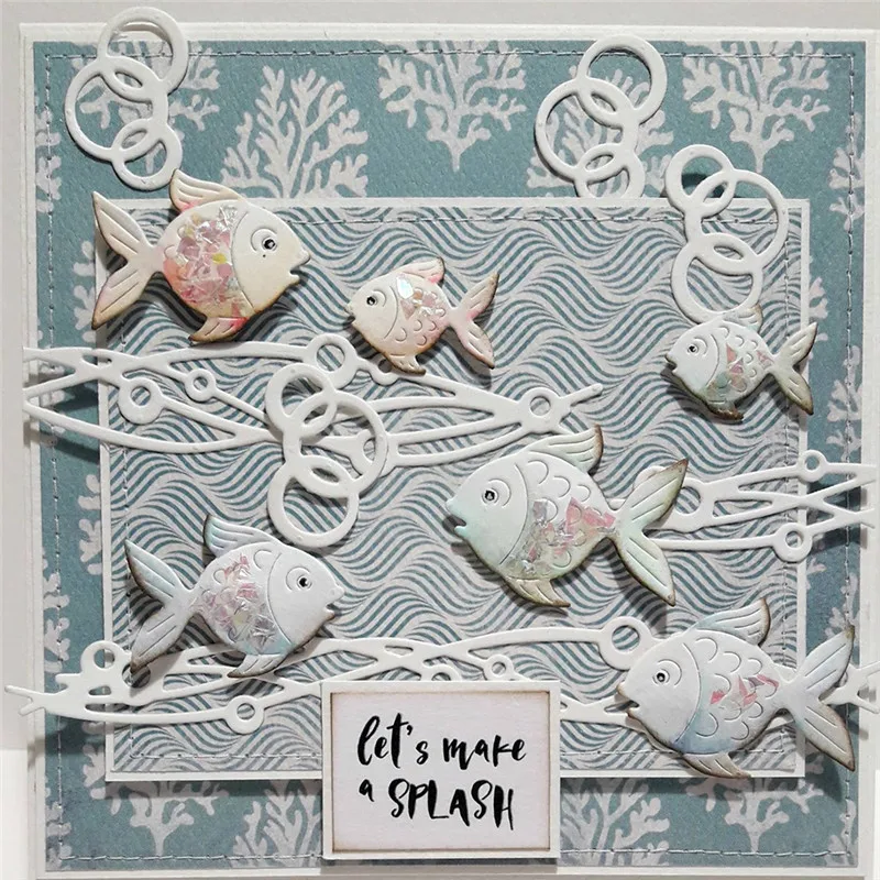 

Naifumodo 3Pcs/lot Metal Cutting Dies Scrapbooking for Card Making DIY Embossing Cuts New Craft Die Small Fish Element with Gift