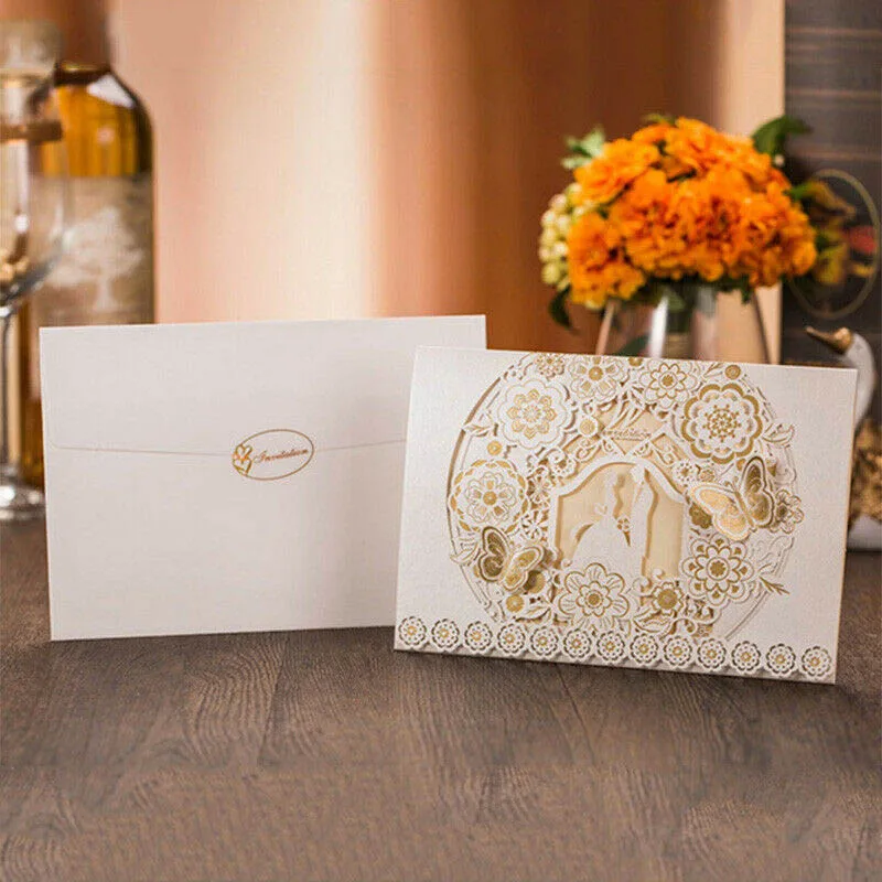  Hot Creative Birthday Wedding Invitation Cards Free Envelopes with Blank Lace Floral @LS - 33013392595