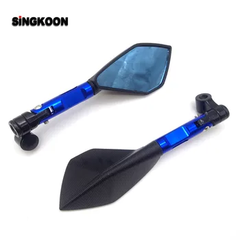 

CNC Aluminum Motorcycle Rearview Mirrors Blue Glass Motorcycle Side Mirror FOR honda cb 400 xadv 750 yamaha ybr xt660 benelli