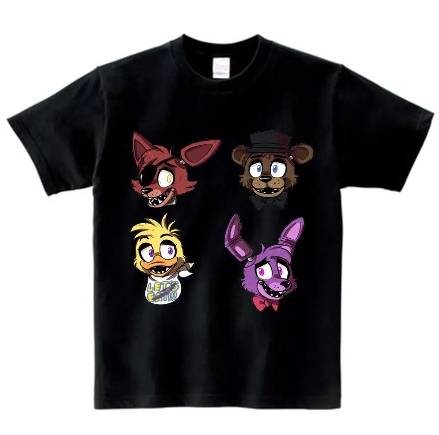 Футболка для мальчиков camisetas/летний топ с принтом «пять ночей с Фредди», Детская футболка одежда для детей футболки для мальчиков и девочек с принтом «Фредди 2», От 2 до 15 лет - Цвет: black childreT-shirt