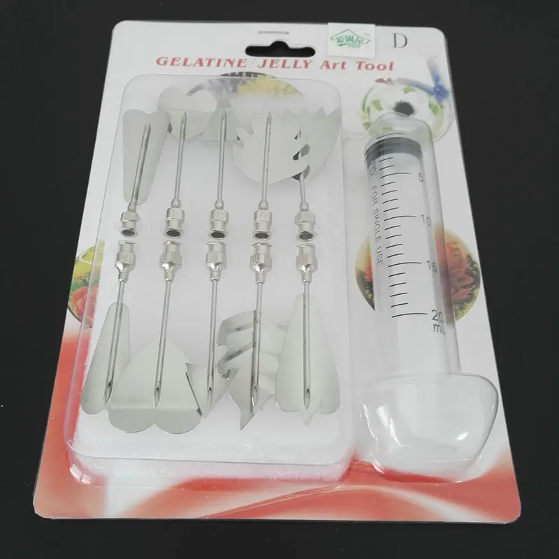 AMW 3D Gelatin Jelly Art Tools Jelly Cake Jello Art Tools Pudding Nozzle Syringe Cake Decoration