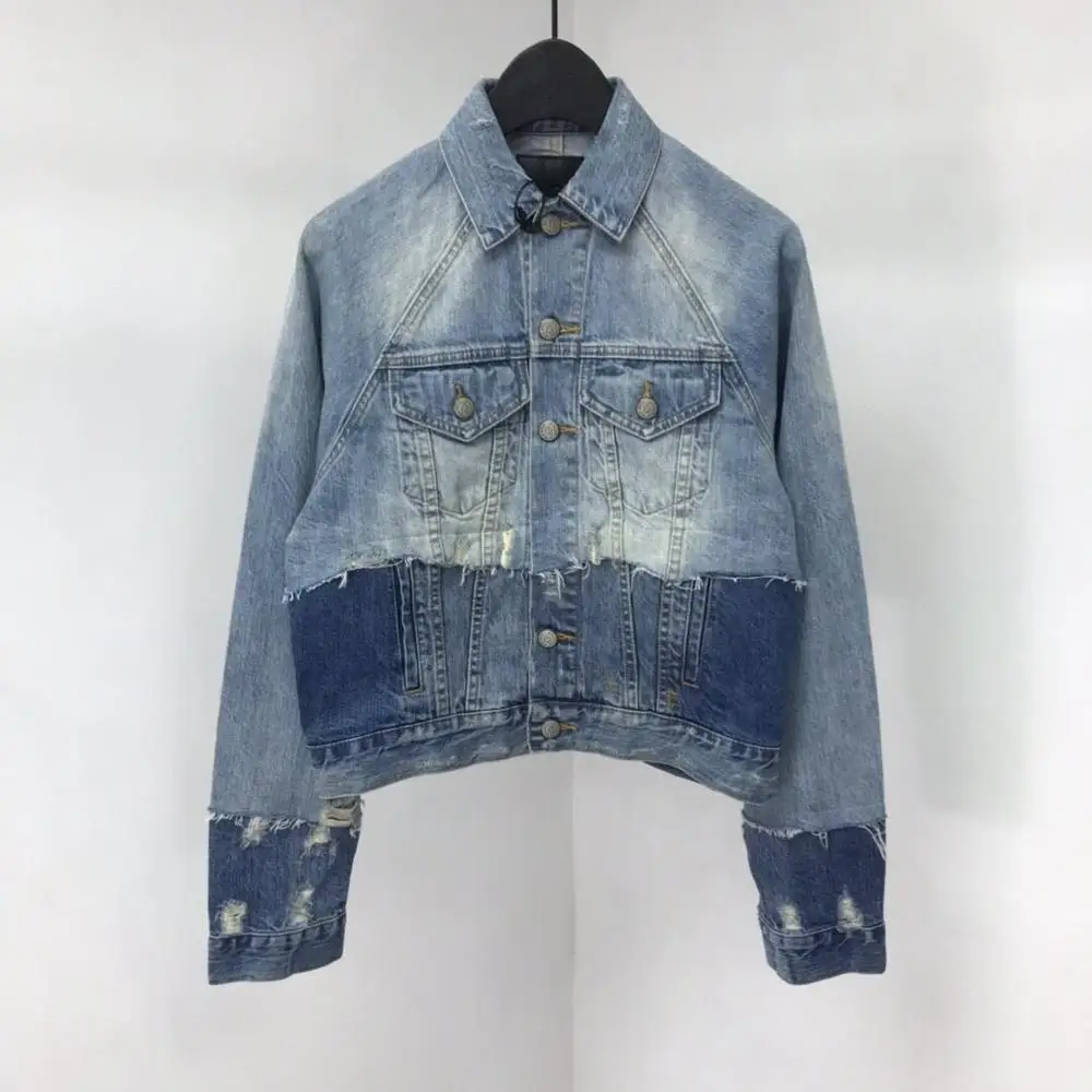 

Owen seak Men Denim Jacket Gothic Style Men's Clothing Spring Men Solid Coat Size XL