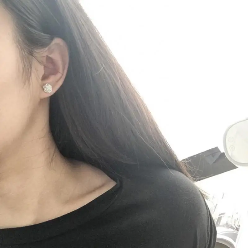 Silver Earrings Simple And Elegant Multi-layer Leaf Lotus Rose Earrings Female Earrings For Women Boucle D'oreille Stud Earrings - Image 5