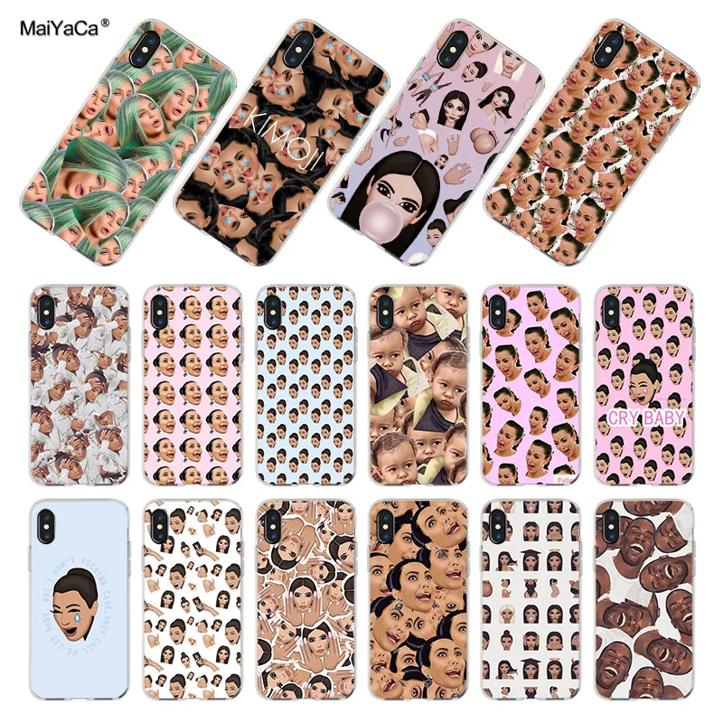 

MaiYaCa For iphone 7 6 X XR XS MAX Kimoji Kim Kardashian kanye west north kylie jenner Phone Case for iPhone 8 7 6S Plus XS XR
