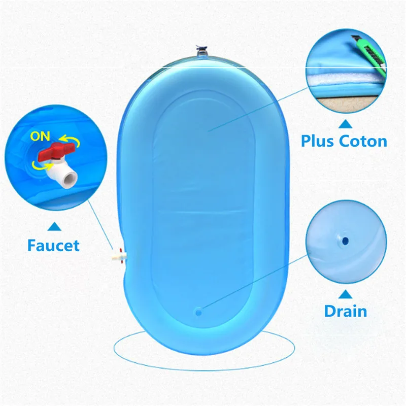 1Pcs Transparent Blue Portable Warm Bathtub Inflatable Folding Bath Tub With Electric Air Pump Blow Up For Spa Adults Kids