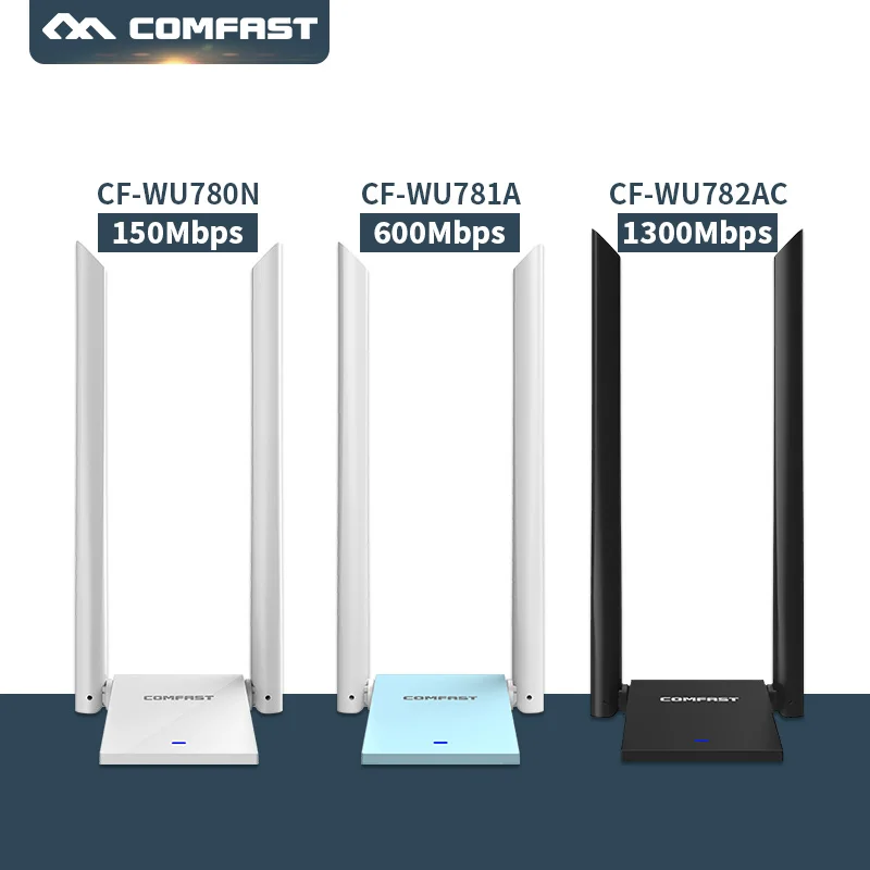 COMFAST 150 м-1300 м двухдиапазонный беспроводной адаптер Wi-Fi Wifi адаптер сетевой карты Бесплатный привод Wifi антенна большой дальности USB адаптер