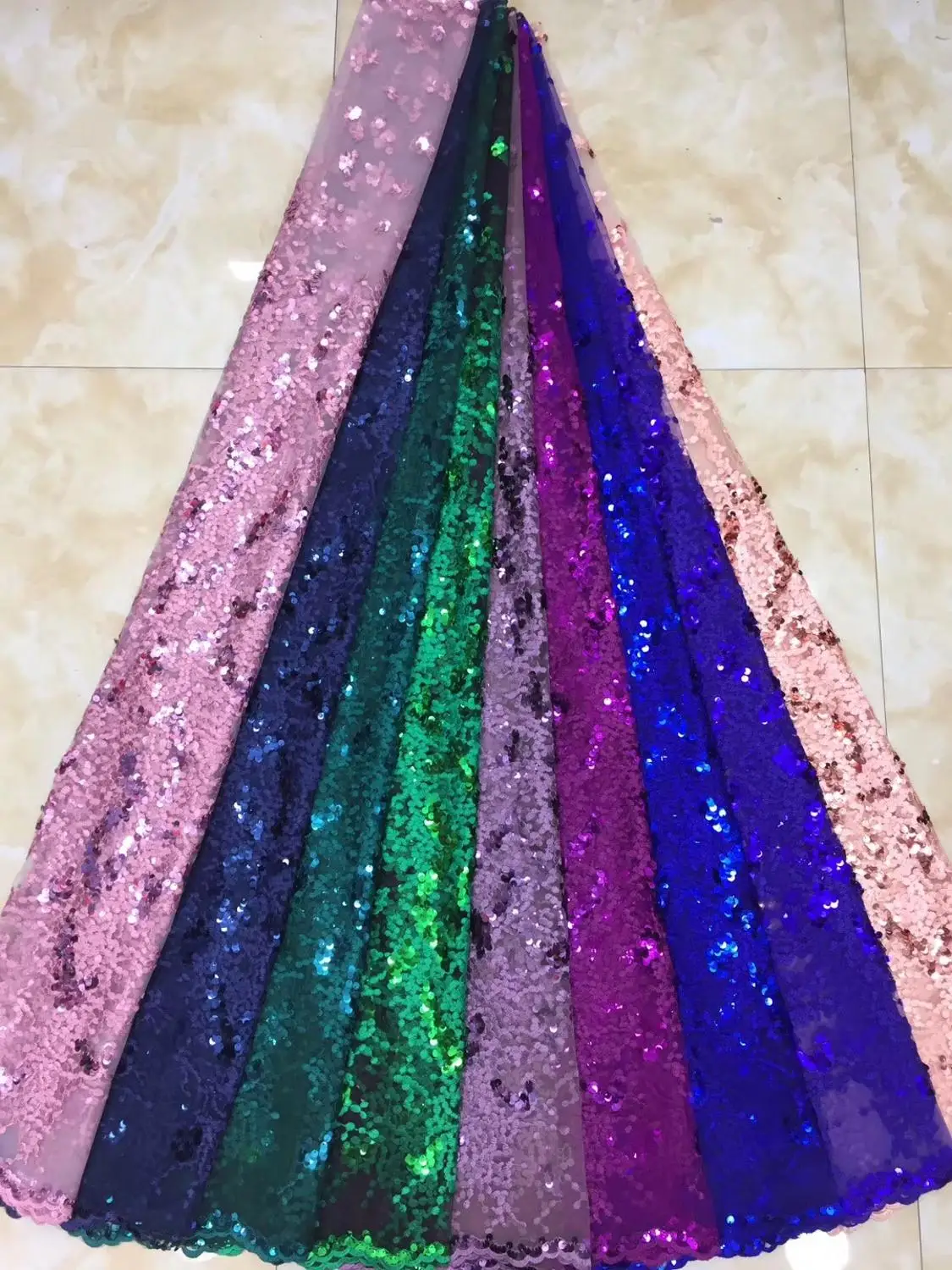 

French Net Lace Fabric 2019 Latest African Guipure Lace Fabric With Embroidery Mesh Tulle Sequins Lace Fabric Wedding Decoration