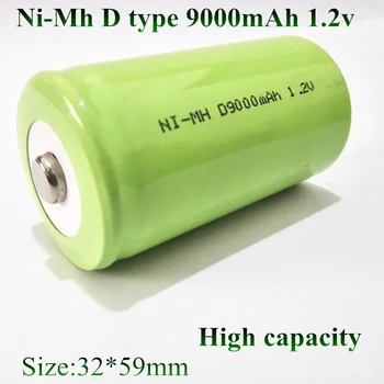 

Rechargeable Battery D size 9000mAh 1.2V Nimh mi-mh D type 10000mah for pack light flashlight gas stove home equipment power