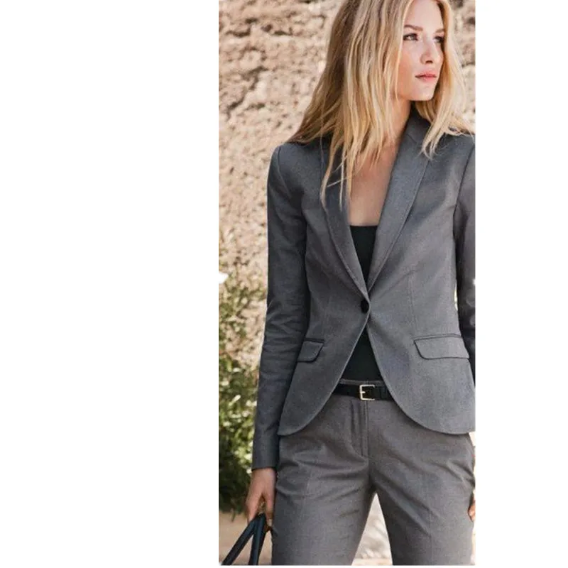Custom Slim Gray font b Womens b font Business font b Suits b font font b