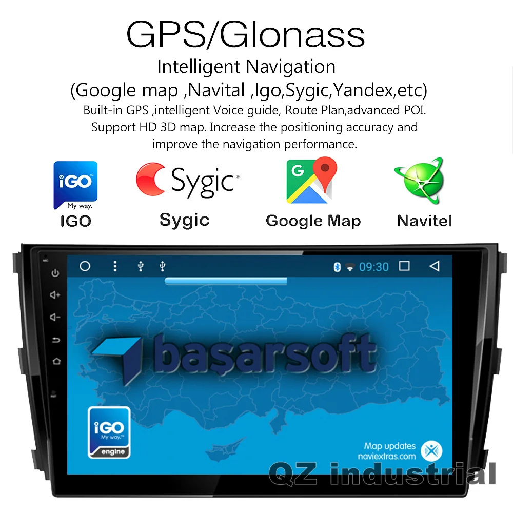 Perfect QZ industrial HD 10.2" 2.5D 8core Android 8.1 T8 for ZOTYE T600 2014-2017 Car DVD player with 3G 4G WIFI Radio Navi GPS RDS Map 4