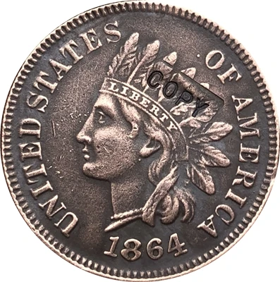 Copia de moneda de centavos de cabeza India 1864 Copia de moneda de centavos de cabeza India 1864
