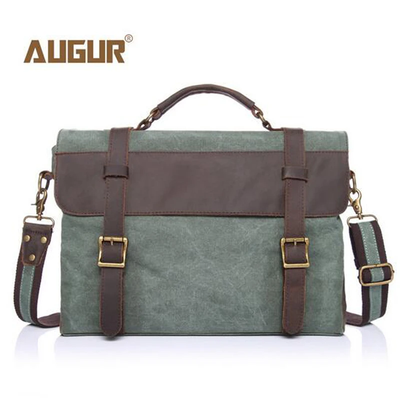 

AUGUR Male Business Briefcase Men Shoulder Notebook Computer Canvas Bags Large-capacity Portable Handbag Good Design PD0237
