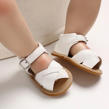 

New Girls Baby Shoes Summer Hollow Breathable Anti-Slip PU Shoes Sandals Toddler Soft Soled Shoes