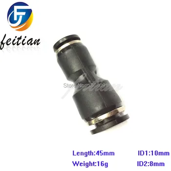 

20PCS per LOT 10mm To 8mm plastic connectors Pneumatic push in Fittings One Touch In Quick Fitting for air or water hose