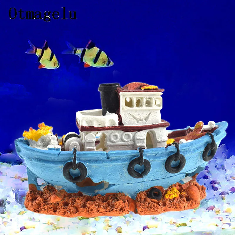 Aquarium Resin Shipwreck Fish Tank Decoration Pirate Treasure Ship