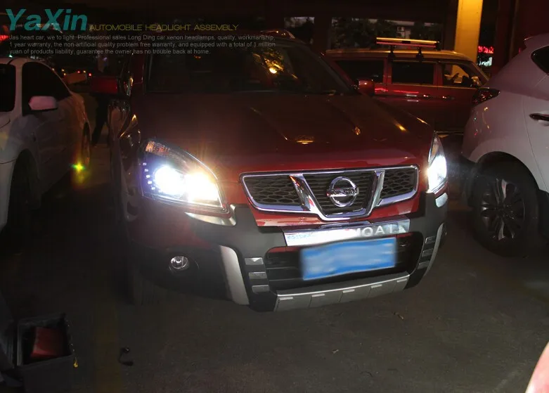 2008-2013 для Nissan Qashqai фары для автомобиля Стайлинг qashqai Головной фонарь 12 высокая яркость светодиодный DRL Парковка Биксеноновые линзы HID комплект