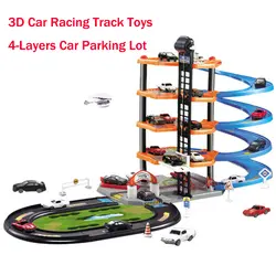3D гоночный трек игрушки 4-слои стоянки автомобиля собрать железнодорожного вагона игрушки для детей на день рождения рождественские