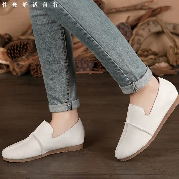 Careaymade-2017 new spring white flat shoes pure handmade Top layer genuine leather shoes comfortable soft bottom leisure shoes Careaymade-2017 new spring white flat shoes pure handmade Top layer genuine leather shoes comfortable soft bottom leisure shoes