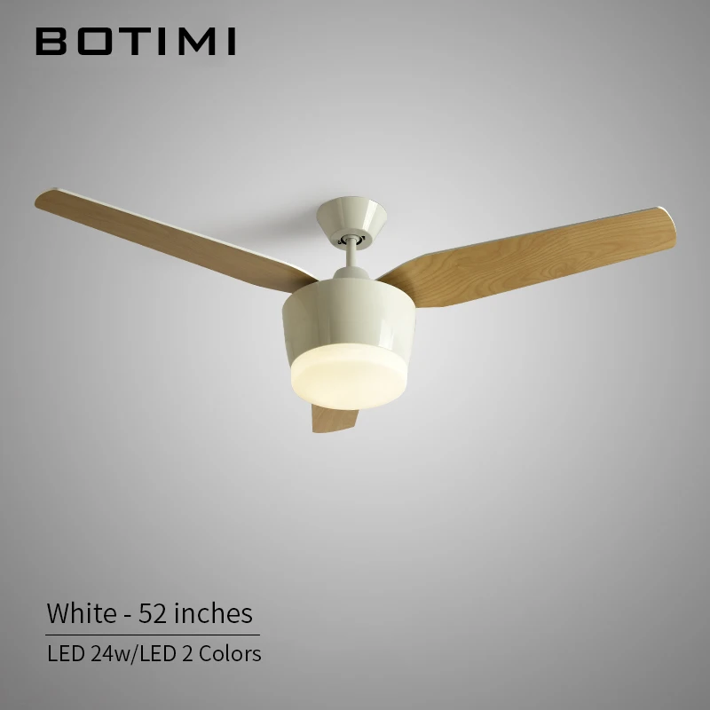 BOTIMI 52 дюймов светодиодный потолочный вентилятор с пультом дистанционного управления для Гостиная Ventilador De Teto потолочные вентиляторы лампа в комплект входят 3 лезвия 220V дома настенные светильники