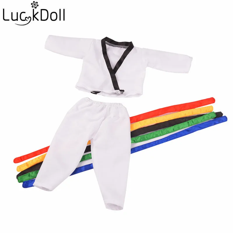 LUCKDOLL костюм для тхэквондо подходит 18 дюймовых американских кукол 43 см аксессуары