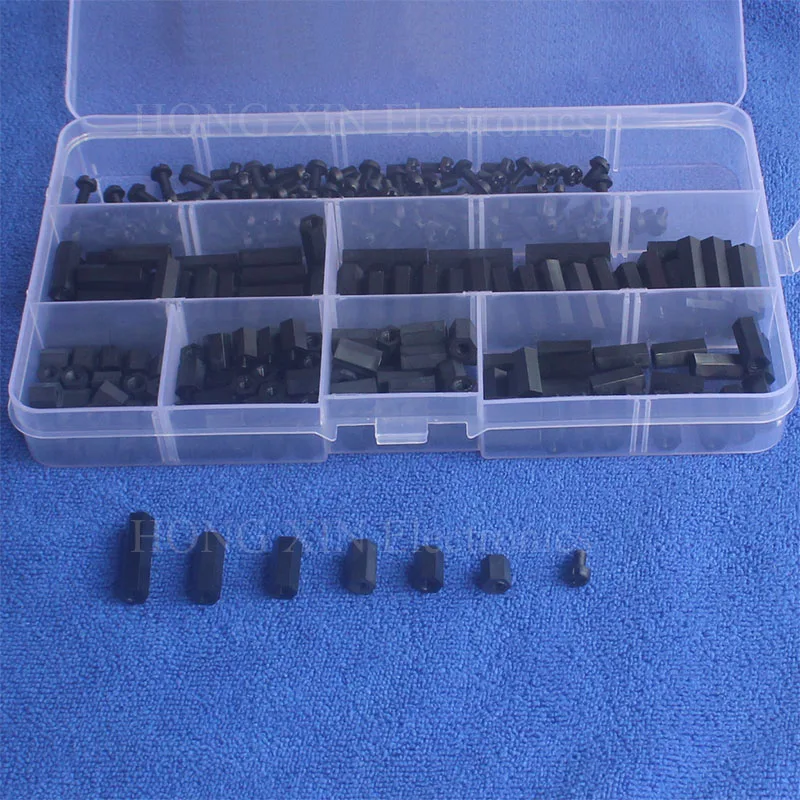 250pcs/set M3 Nylon Screws Threaded Standoffs Nuts Assortment Kit Fastener Hardware Optional