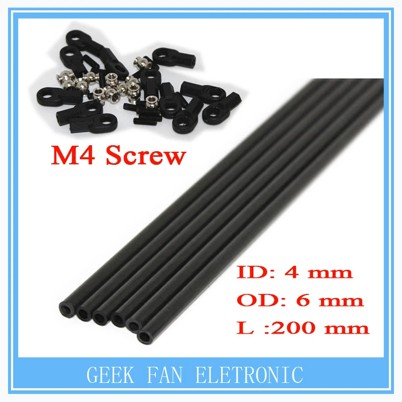  3d printer parts Rostock Delta Kossel mini K800 200mm Arms Carbon Diagnonal push rods full Kit Traxxas 5347 ball ID:4MM OD:6MM 