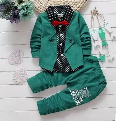 Г., ограниченная серия, комплект одежды для маленьких мальчиков с человеком-пауком, праздничная одежда комплект из 2 предметов, новейший стиль, детские блузки и топы Костюм Джентльмена для детей от 1 года до 4 лет - Цвет: Зеленый